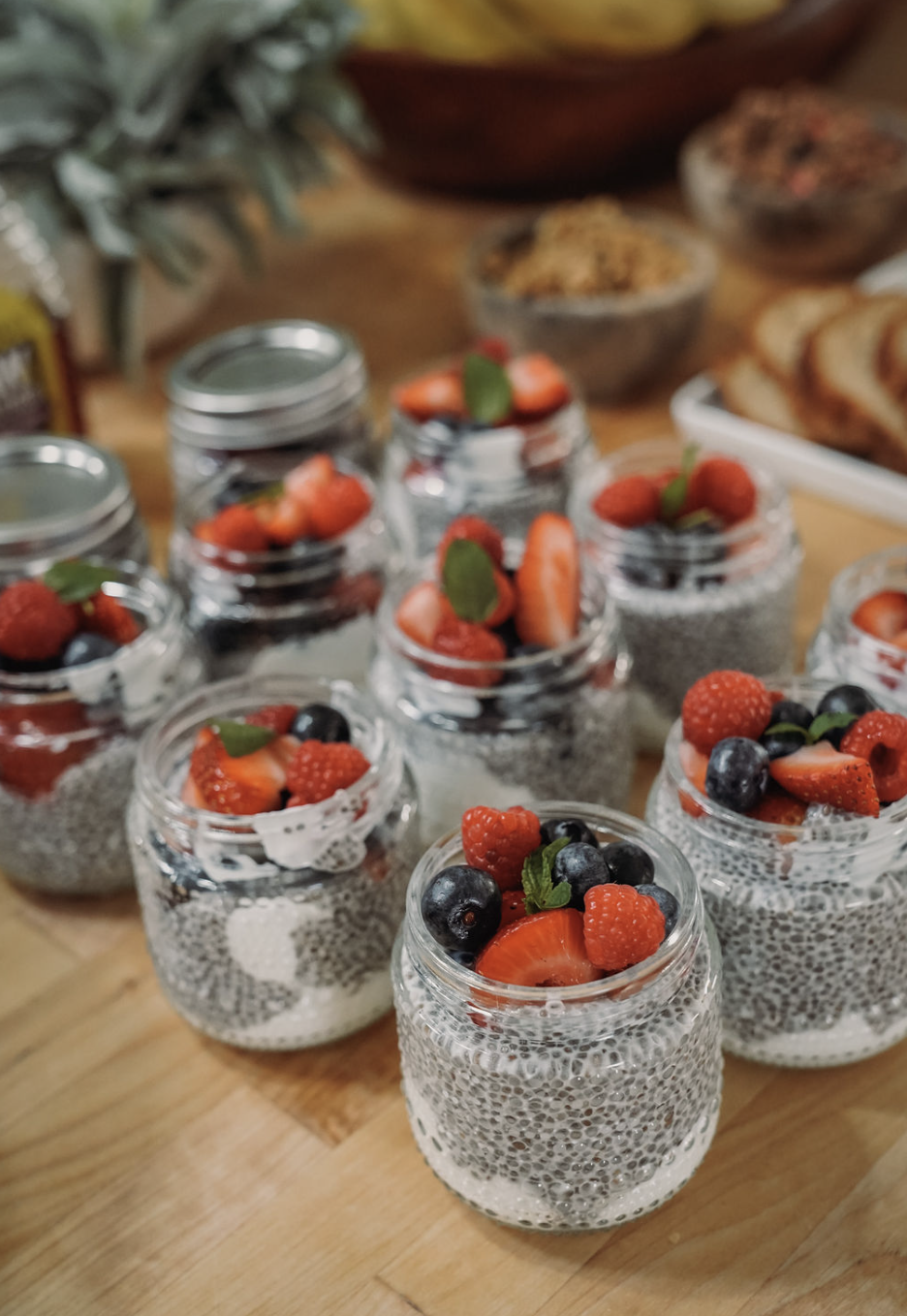 Chia pudding jars at Joshua Tree retreat